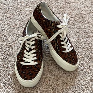Madewell size 6.5 leopard print calf hair sneakers.